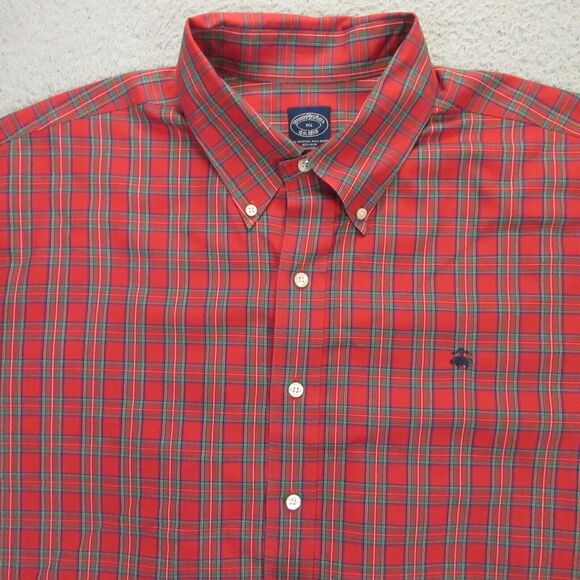 Brooks Brothers Mens Button Down‎ Shirt size 1XB Big Tart Plaid Stewart Supima - Picture 1 of 9